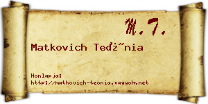 Matkovich Teónia névjegykártya